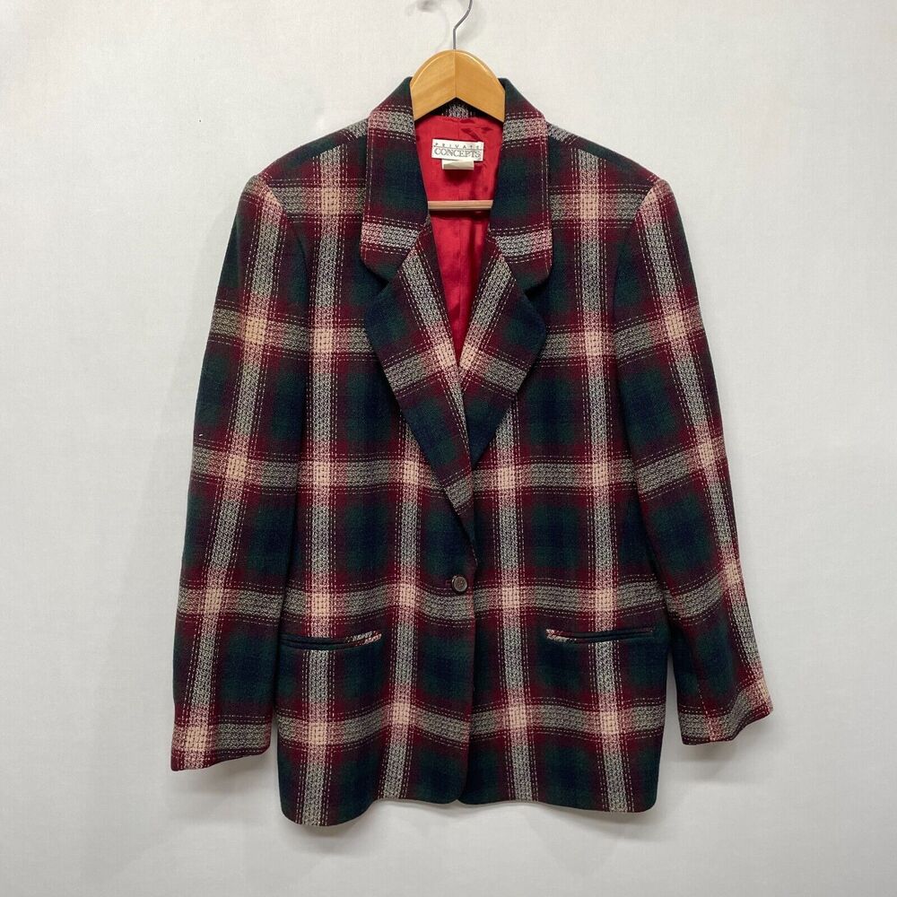 Vintage Private Concepts Women Blazer Jacket Size 16 Wool Polyester B333 -16